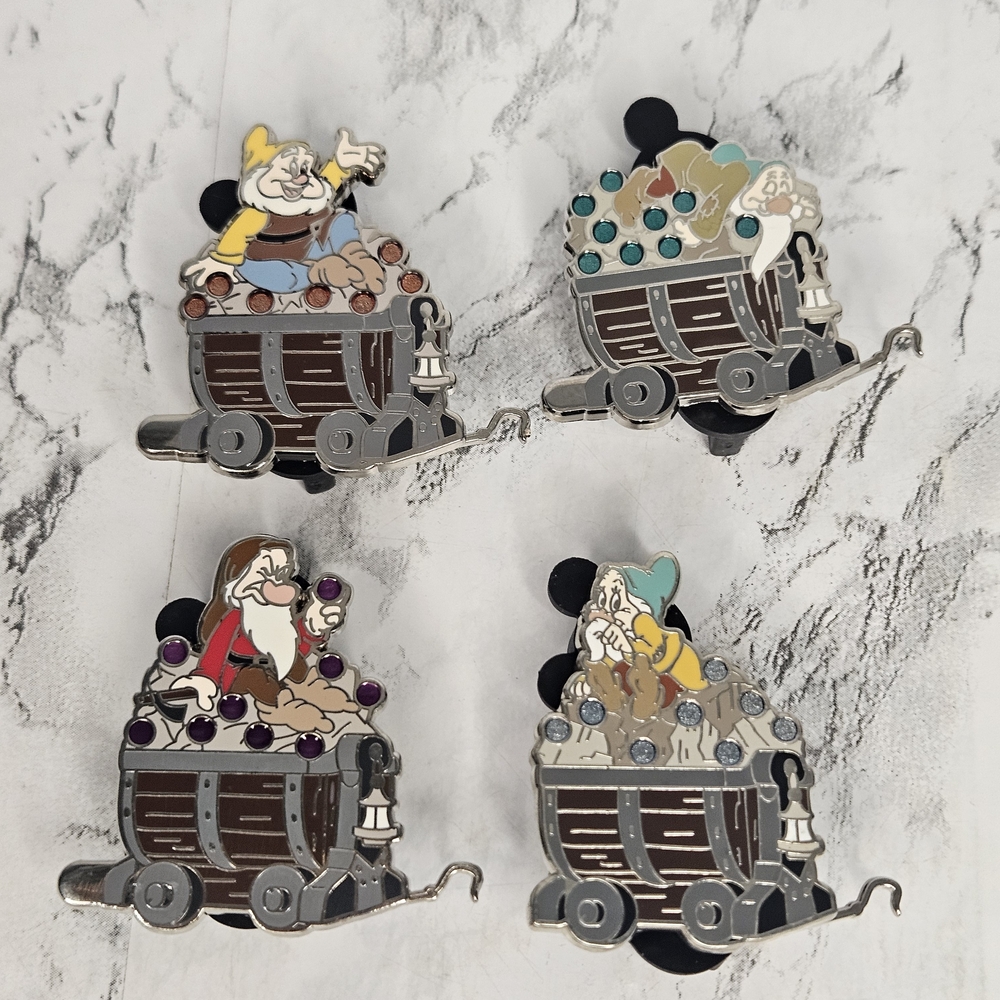 Disney collectible trading pins featuring the Seven Dwarfs from Snow White